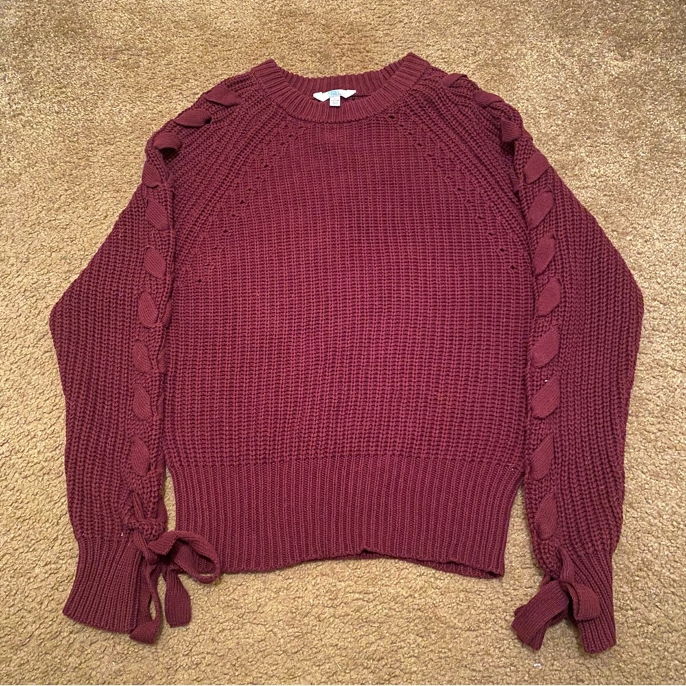 Purple Time&tru lace up sleeve sweater